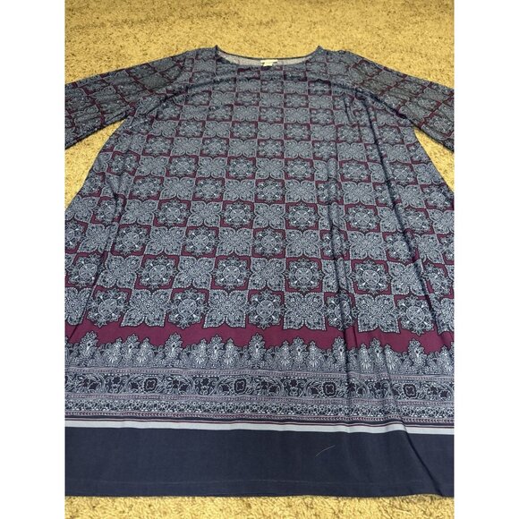 CATHERINES Geometric Tribal Print Dress Fall Preppy Career Casual Earthy Fall 4X - Picture 3 of 7